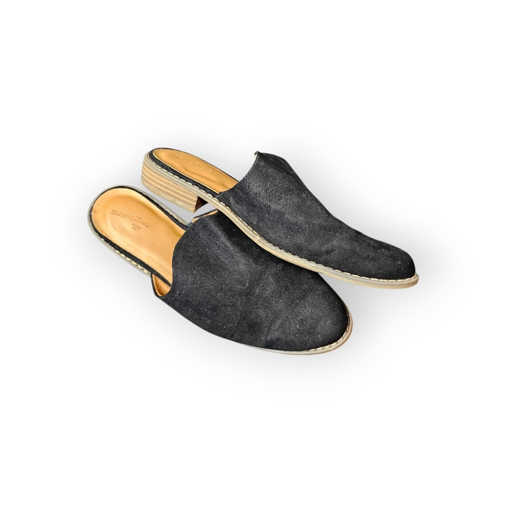 Universal Thread Black Suede Mule Slides Women’s Size 8.5 Slip On Block Heel - Picture 4 of 7